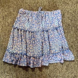 blue floral caution to the wind skirt